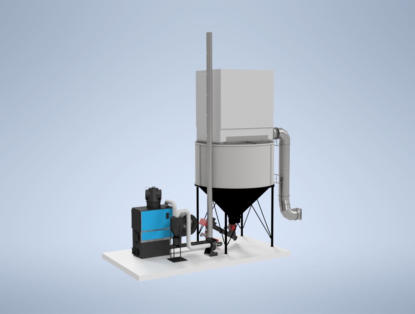 WA150 Industrial Wood Waste burner with C14 3m 1 Ring Silo
